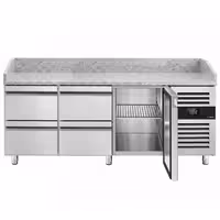 Stół chłodniczy do pizzy ECO – 2000 x 800 mm – z 1 drzwiami i 4 szufladami