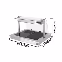 Commercial Drop-in Hot Plate Stainless Steel - 800mm - 2x GN 1/1 - 0.9 kW - with Toughened Glass Sneeze Screen