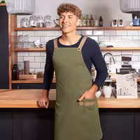 (6 pieces) KARLOWSKY | Urban Look Chef Bib Apron – Moss Green - Cross-Back - 700×850 mm