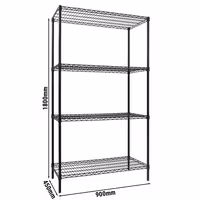 رفوف فولاذية - 900x450mm - عمق: 450 mm - 4 رفوف (قابلة للتعديل) - أسود - الحمولة: 180 kg