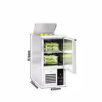 Pult za pripremu salate PREMIUM - 450 mm - 1 vrata - s ugradnim ležištem za GN 1/1 i poklopac od nehrđajućeg čelika