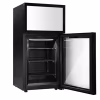 Mini zamrzivač - 460 mm - s jednim staklenim vratima i ugrađenim 19" LCD zaslonom - crna