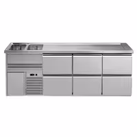 Direct Draw Beer Dispenser / Kegerator 6 Drawers PREMIUM – 2 sinks left - 2500×700 mm - 3 drip trays