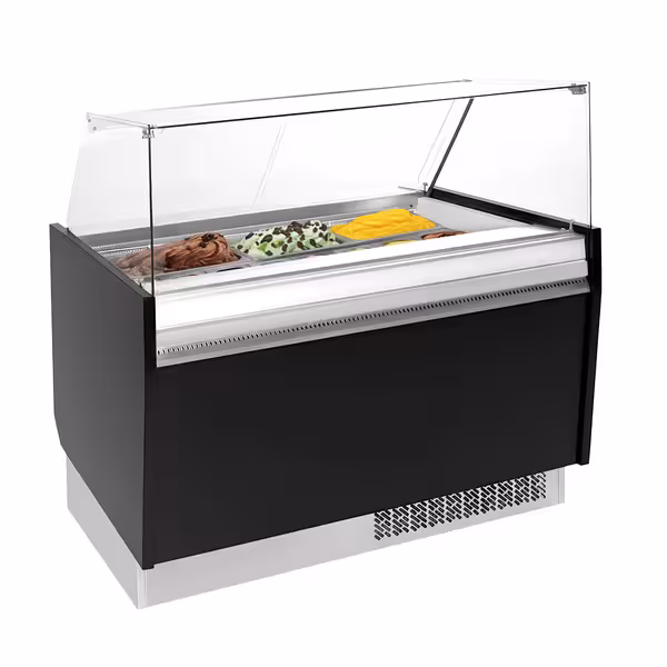Ice Cream Display Freezer | LIAM - 1310mm - Static cooling - with LED lighting - for 10 x 5 litres Napoli pans - Black