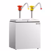 Commercial Condiment Dispenser - 2x 2.5 litres - adjustable dose - with container - incl. stainless steel frame