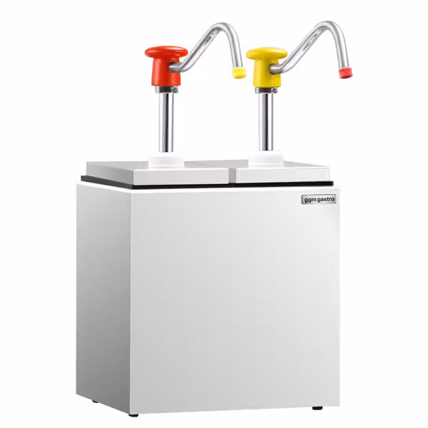 Dispenser za umake – 2 x 2,5 litre – s izljevom protiv kapanja – uključuje stalak od nehrđajućeg čelika