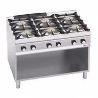 Plynový sporák - Se 6 hořáky - 60 kW - vysoce výkonný model