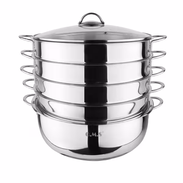 Stoomkoker - Rvs - 5,8 liter - Ø28cm - hoogte: 350mm - geschikt voor alle warmtebronnen, inclusief inductie - met deksel