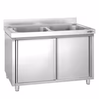 PREMIUM ormarić za pranje lonaca – 1600 x 600 mm – s 2 sudopera