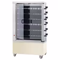 Commercial Electric Chicken Rotisserie Oven - Glass-Ceramic - 28.8kW - with 6 Skewers for up to 36 chickens - Cream