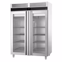 Szafa chłodnicza PREMIUM – stal nierdzewna – GN 2/1 – 1400 L – z 2 drzwiami szklanymi – z izolacją 85 mm
