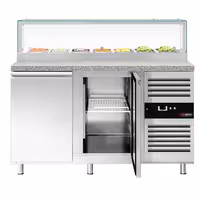 Saladette PREMIUM – 1510 mm – 2 bibien – b'quċċata tal-ħġieġ għal 7 x GN 1/3