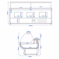 Chladicí/masný pult - 2500 mm - Bílý - Se světlem a osvětleným předním panelem 