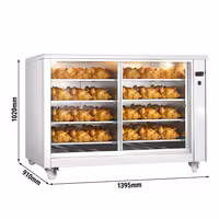 Profesionalni grijani ormar za hranu - 2 kW - s kliznim staklenim vratima - 8 polica - 1395x910x1020 mm