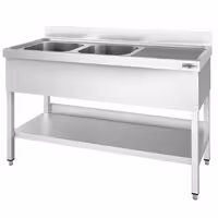 Sudoper PREMIUM - 1400x700 mm - s donjom policom - s 2 koritima - korita lijevo - inox