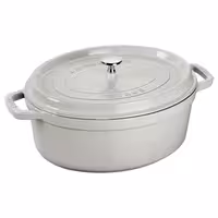 STAUB | Cocotte Oval Enamelled Cast Iron Casserole Dish – 230 mm Oval – White Truffle