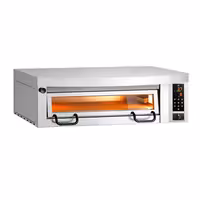 Electric Deck Pizza Oven Power - Single Deck - Refractory Stone Deck - 6 x Ø 34cm (13.4") - 230V 3 Phase - Digital Controls - up to 450°C - incl. Stainless steel hood