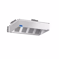 Commercial Wall-Mounted Extractor Hood with Motor – 2000mm – with Speed Controller, Baffle Filters & Lighting