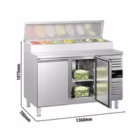 Tabella ta' Preparazzjoni PREMIUM – 1360 mm – 2 bibien – għal 7 x GN 1/3