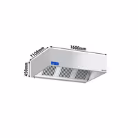 Commercial Wall-Mounted Extractor Hood with Motor – 1600mm – with Speed Controller, Baffle Filters & Lighting