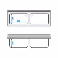 ECO ormar za pranje posuđa – 1600 x 600 mm – s 2 sudona
