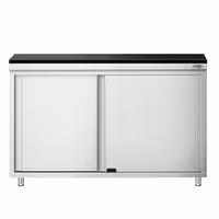 خزانة عمل من الفولاذ المقاوم للصدأ طراز PREMIUM - 1200 × 800 مم - بباب منزلق - تشمل سطح عمل من الجرانيت