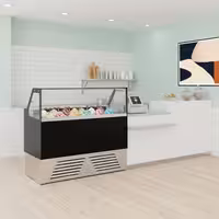 Ice Cream Display Freezer | EMMA - 1190mm - Ventilated cooling - with LED lighting - for 6 x 5 litres Napoli pans or 4 x 7 litres - Black - rear sliding doors
