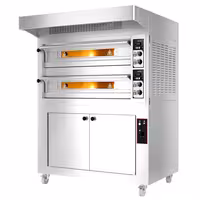 Electric Deck Pizza Oven - Twin Deck - Refractory Stone Deck - 6+6 - Ø 33cm (13") - incl. Stainless steel hood & Proofing cabinet