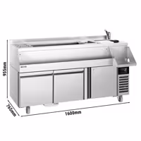 Stół chłodniczy barowy do koktajli i napojów – 1600 mm – 235 L – z 1 drzwiami, 2 szufladami i gniazdem 230 V