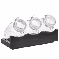 Reçellik Standı - GOOD MORNING - 4 parçalı set - Ahşap - Koyu Kahverengi - 430x170x135mm - dahil 3 Cam Bardak