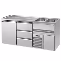 Direct Draw Beer Dispenser / Kegerator PREMIUM – 1-Door – 2 Right Sinks, 3 Cooled Drawers – 1950×700 mm