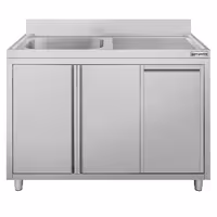 Sudoper s ormarićem ECO - inox - 1200 x 700 mm - s košem za otpatke - s 1 koritom - korito lijevo