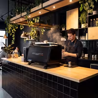 Commercial Espresso Machine Compact - 2 Group - Multi-boiler - with Touchscreen - Separate Temperature Control - Pre-infusion System & 2 Steam Wands - Black