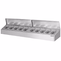 Soporte para cubetas GN de acero inoxidable - 10x GN 1/4 - con cubetas y tapas