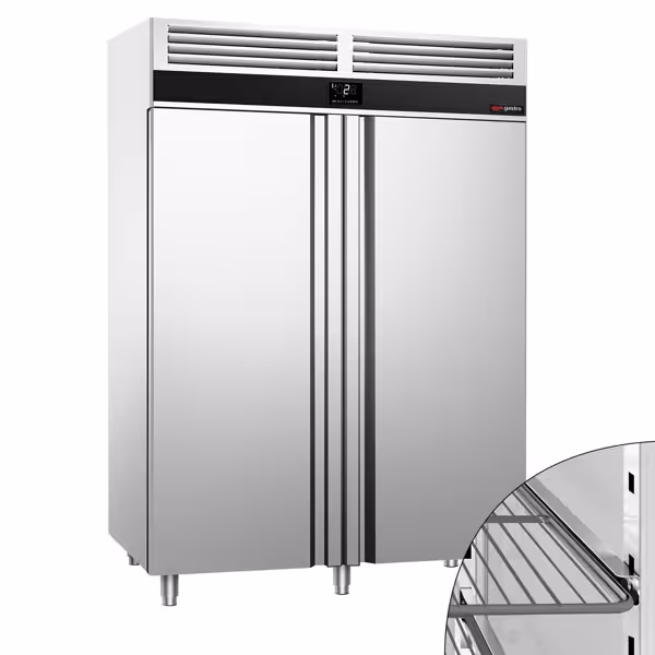 Szafa chłodnicza PREMIUM – stal nierdzewna – GN 2/1 – 1400 L – z 2 drzwiami – z izolacją 60 mm