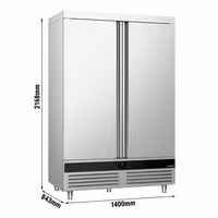 Hladnjak nehrđajući čelik (inox) PREMIUM - GN 2/1 - 1400 l - od -2 °C do +8 °C - s 2 vrata - ventilirano hlađenje, automatsko odmrzavanje