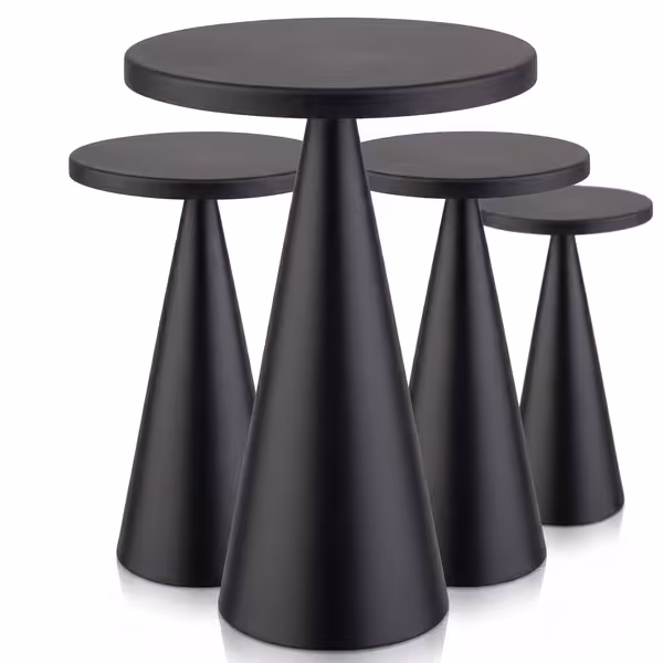 (4 adet) Şarj Edilebilir Masa Lambası - CONE - 3 kademeli kısılabilir - Ø130x180mm - Siyah