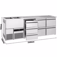 Direct Draw Beer Dispenser / Kegerator PREMIUM - 2500x700mm - 7 Drawers