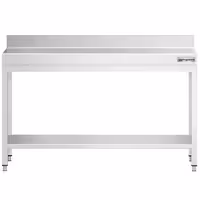 طاولة عمل ستانلس ستيل PREMIUM - 1500x600mm - مع رف سفلي & حاجز خلفي