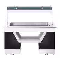 Hot buffet counter – with bain-marie – 1670 mm – for 4x GN 1/1 – incl. plate rack and castors
