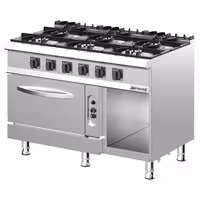 Cocina a gas - 45kW - 6 fuegos - con horno de gas estático - 6kW