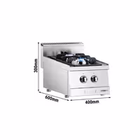 Fogão a gás de mesa - 12kW - 2 queimadores - com queimadores de alto rendimento