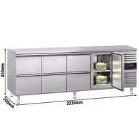 Balcão refrigerado ECO - 2230 x 700 mm - com 1 porta - 6 gavetas