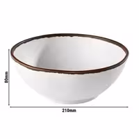(6 adet) Kase - CROCKER - Melamin - 1,45L - yuvarlak - Ø210mm - Derinlik:80mm - Beyaz/Kahverengi
