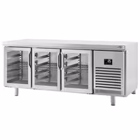 Stół chłodniczy barowy do napojów Premium PLUS – 2185 x 800 mm – z 3 drzwiami szklanymi