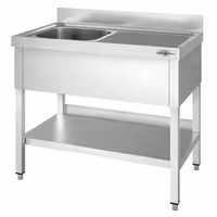 Sudoper PREMIUM - 1000x700 mm - s donjom policom - s 1 koritom - korito lijevo - inox