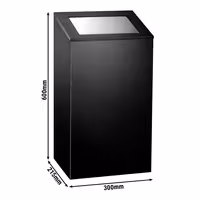 Caixote do lixo - Push - 38L - 300x215x600mm - Preto - Aço inoxidável