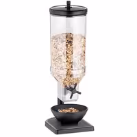 Mısır Gevreği Dispenseri - FRESH+EASY - tekli - Dönme Mekanizması - 1 Plastik Hazne - 4,5L - Paslanmaz Çelik Stand - Siyah