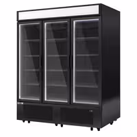 Commercial multideck display freezer - 1600mm - 891L - with 3 hinged glass doors & 15 shelves - Black