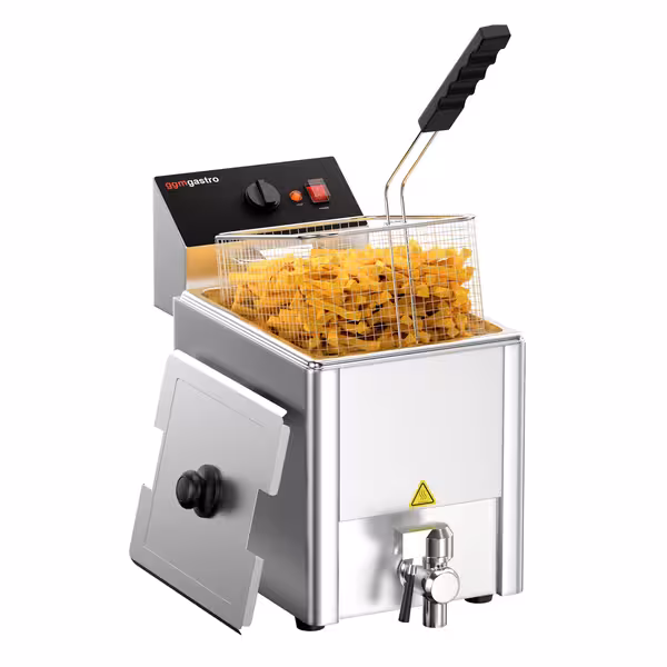 Friteuză electrică - de banc - 8 litri - 3,25 kW - control mecanic - cu robinet de scurgere